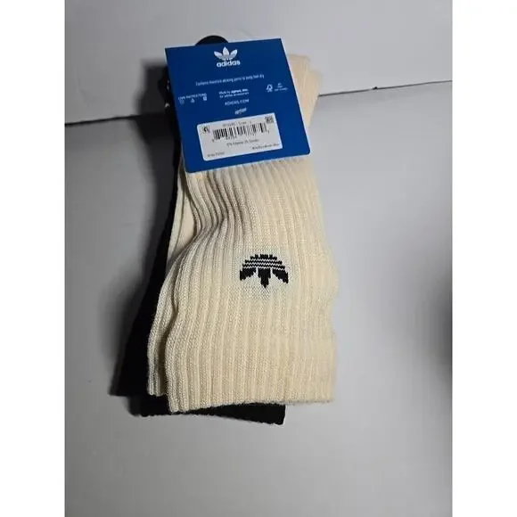 ADIDAS Mens Socks Crew Moisture Wicking Cushioned 3 Pair Shoe Size Large 6-12 - Picture 5 of 10